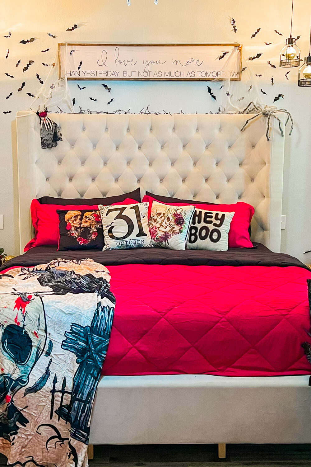 Master Bedroom Decorated for Halloween