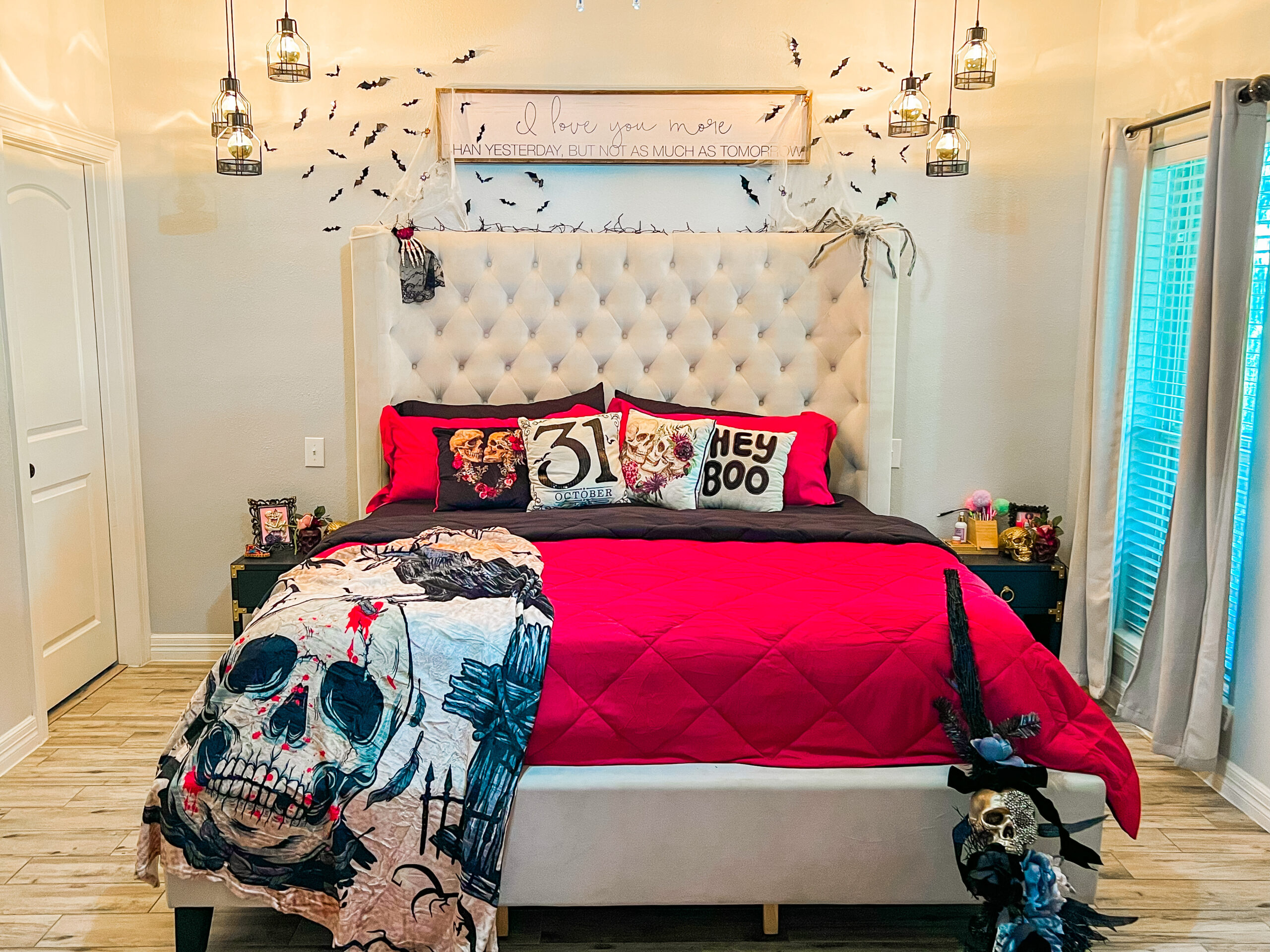 Master Bedroom Decorated for Halloween