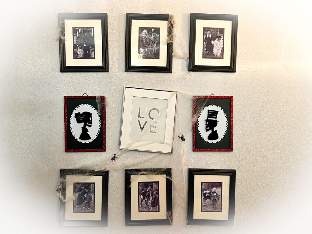 Wall photo gallery featuring images of dreadful haunts.